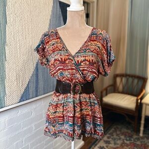 Angie Southwest Boho Lightweight Geometric Romper